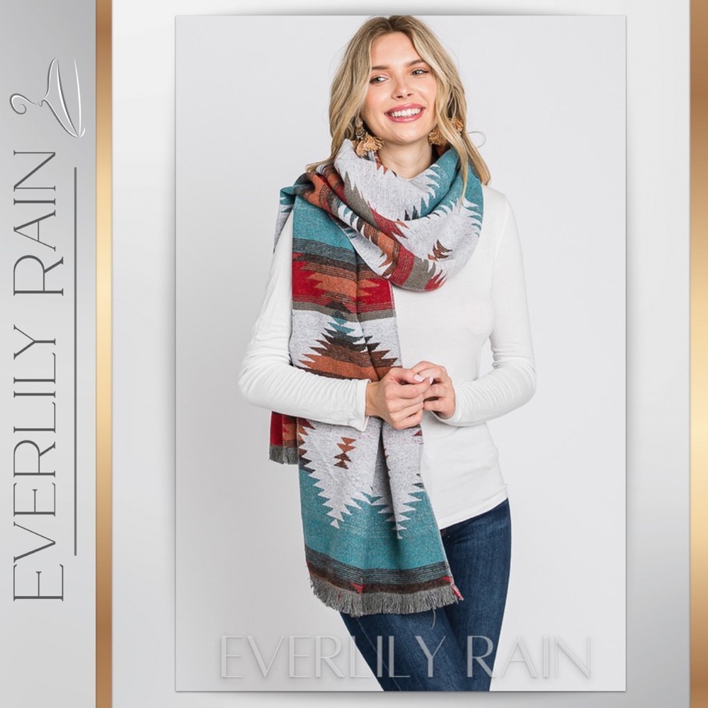 LAST ONE! Aztec Print Wide Long Scarf - Picture 7 of 12
